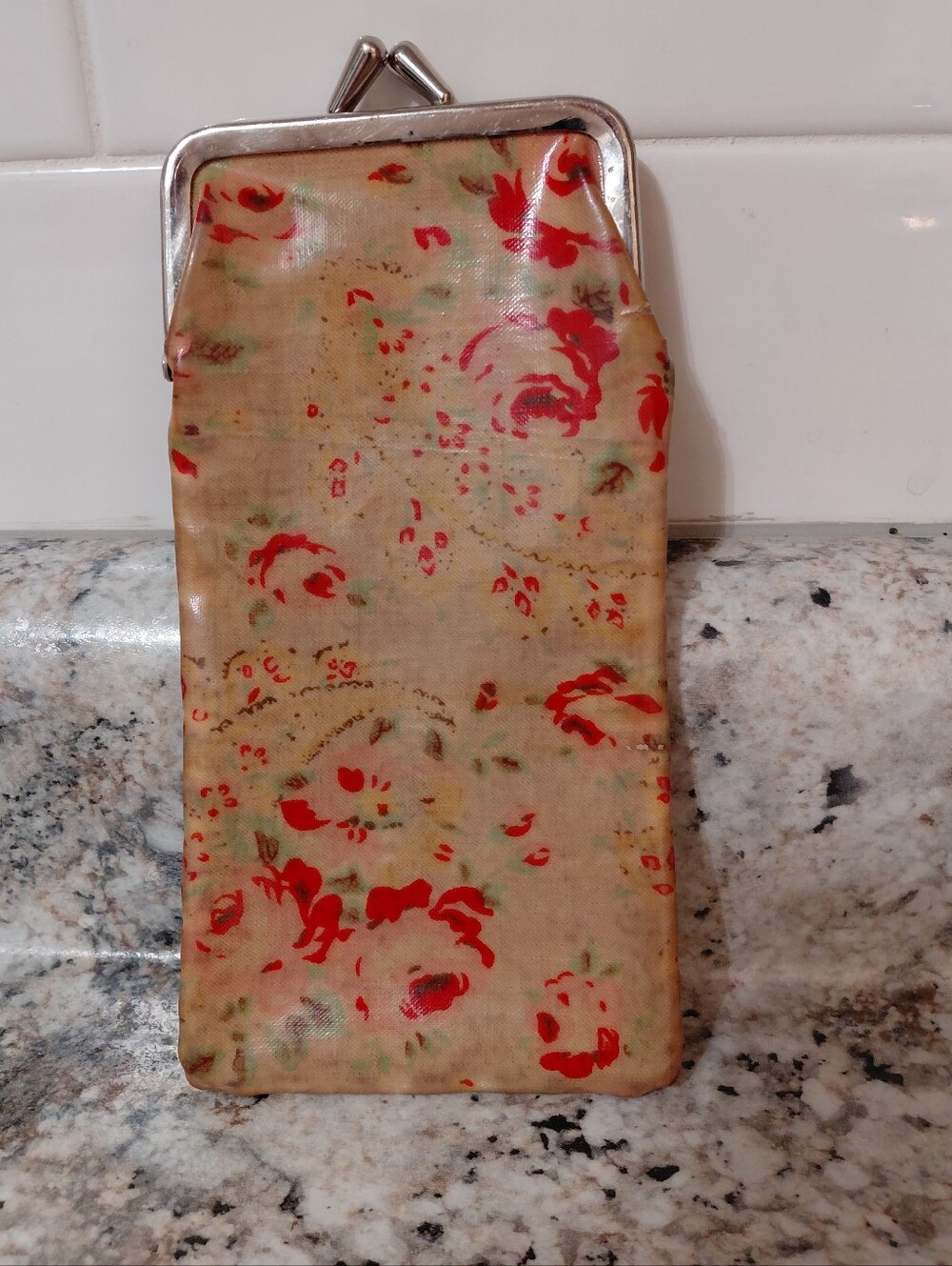 Cath Kidston Beige Floral Kiss-Lock Long Coin Purse